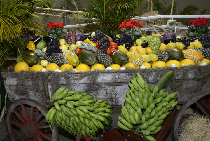 As frutas e legumes usados no ambiente da festa alimentam beneficiados de entidades